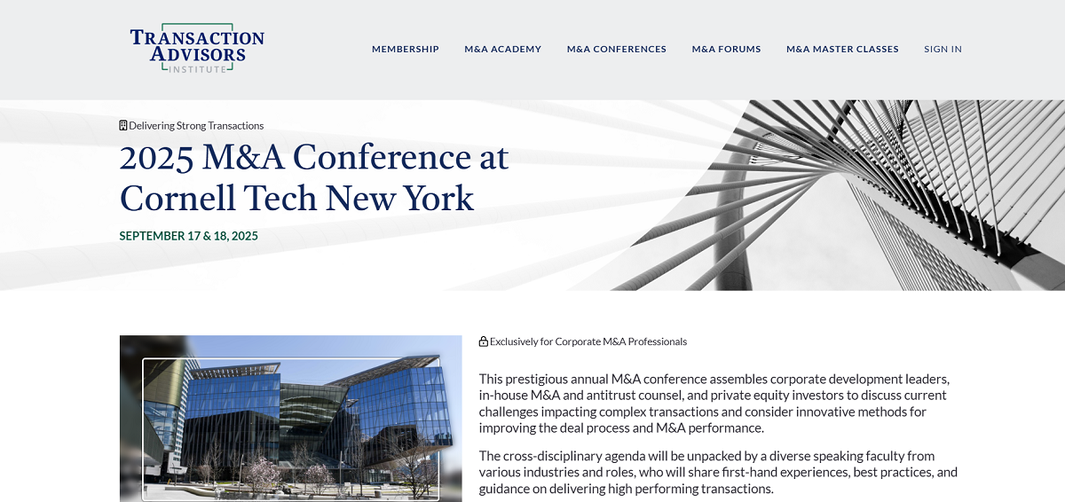 M&A Conference at Cornell Tech New York